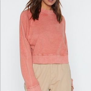 Nasty Gal acid washed cropped pullover sweatshirt